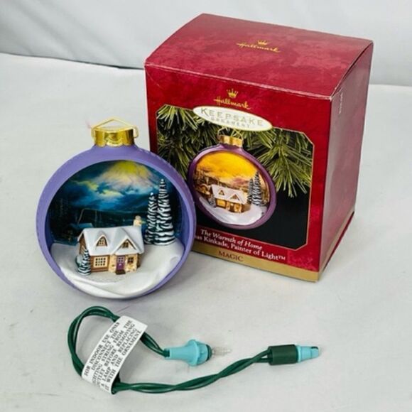 HALLMARK KEEPSAKE ORNAMENT THOMAS KINKADE MAGIC LIGHT "THE WARMTH OF HOME" 1997 - Picture 1 of 9